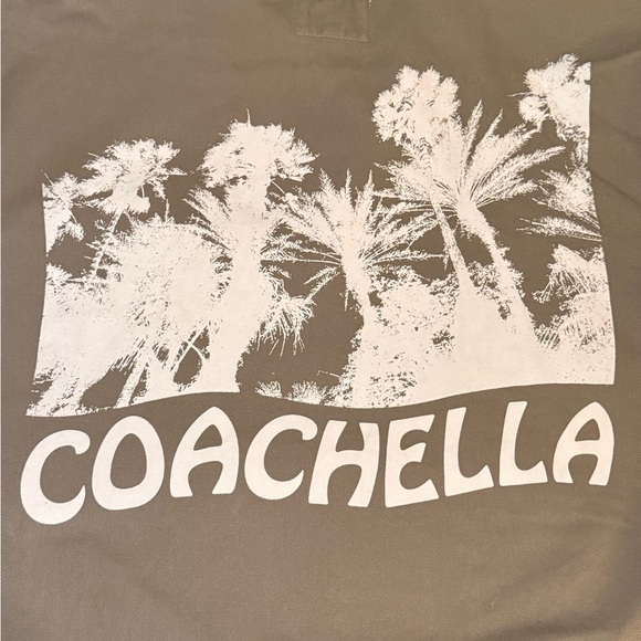 Coachella Army Green Heavy Weight Button Up Graphic Palm Trees Jacket size Small - Picture 12 of 12